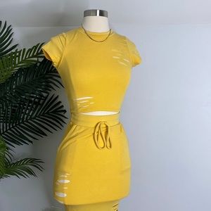 Yellow Two Piece Fashion Nova Skirt Set